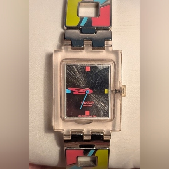 WORKING Rare Swatch Original Hot Batik Green Vintage Square Watch SUBK145G